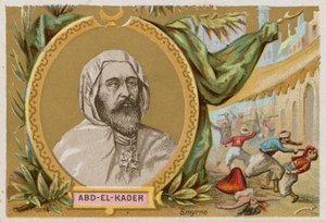 Abd-el-Kader, der den islamischen Kampf gegen die französische Invasion in Algerien führte von French School
