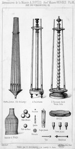 Zubehör des Hauses A. Dupuis, einschließlich Lampen, Werkzeuge und Spiele, im Katalog präsentiert. von French School