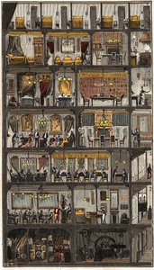 Unterkunft in Paris - Querschnitt eines Pariser Hauses 1885 - Querschnitt eines Hauses in Paris im Jahr 1885. in „La Nature. Revue des sciences et de leurs applications aux arts et à l
