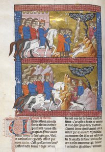 Add. 15268, f.75v Ödipus, gefunden von Polybus, König von Korinth, Illustration aus 