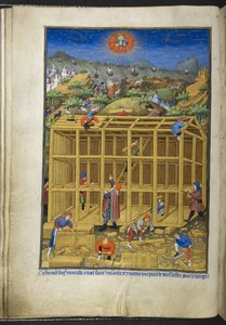 Der Bau der Arche Noah, aus dem Stundenbuch (Die Bedford-Stunden) ca. 1410-30 von French School