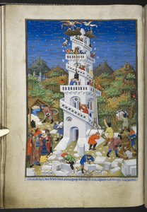 Der Bau des Turms von Babel, aus dem Stundenbuch (Die Bedford-Stunden) ca. 1410-30 von French School