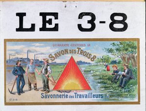 Werbung für 3x8 Markenseife, Ende des 19. Jahrhunderts von French School