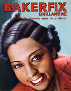 Werbung für Bakerfix Haarbrillantine mit Josephine Baker