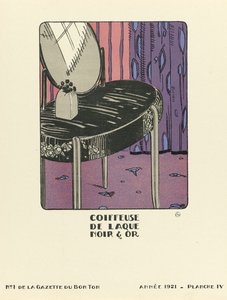 Werbung für "Coiffeuse de Laque Noir & Or", veröffentlicht 1921 von French School