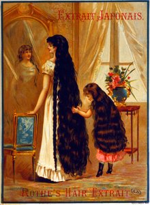 Werbung für Extrait Japonais, ein Haarpflegeprodukt zur Förderung des Haarwachstums, 1895 von French School