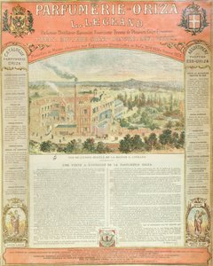 Werbung für die Parfumerie Oriza L. Legrand, ca. 1884