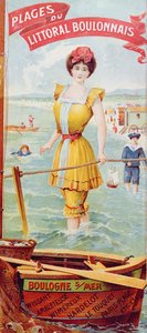 Werbung für die Strände entlang der Küste von Boulogne, ca. 1905