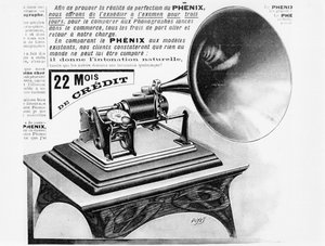 Werbung für den Phonographen, ca. 1905