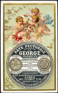Werbekarte für die Pectoral Paste mit Lakritz von Georgé Pharmacien. 19. Jahrhundert. von French School