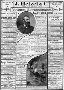 Werbung für Jules Vernes Romane zum Jahresende 1887, Herausgeber J. Hetzel