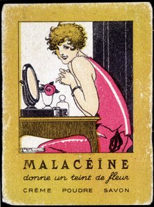 Werbepostkarte für Malacéine-Schönheitsprodukte, ca. 1920 von French School