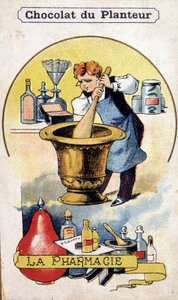 Werbepostkarte für die Schokoladenfabrik des Pflanzers. von French School