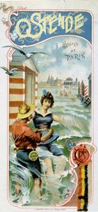 Werbung für die Reise nach Ostende (Belgien) von Paris: Ostende: 5 Stunden von Paris, ca. 1900