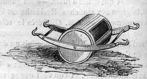Landwirtschaftsmaschine: ein Düngerstreuer, präsentiert auf dem Pariser Landwirtschaftswettbewerb 1860. Gravur in „Le Monde Illustré“ Nr. 172 vom 28. Juli 1860
