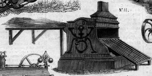 Landwirtschaftsmaschine: ein Drescher, präsentiert auf dem Pariser Landwirtschaftswettbewerb 1860. Gravur in „Le Monde Illustré“ Nr. 169 vom 7. Juli 1860.