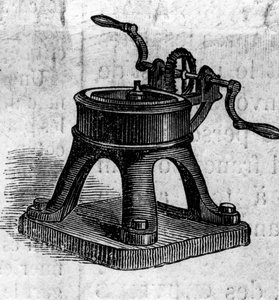 Landwirtschaftsmaschine: eine Wringer auf der Landwirtschaftsausstellung 1860 in Paris. Gravur in „Le Monde Illustré“ Nr. 168 vom 30. Juni