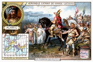 Alarich I., König der Westgoten, stellt sich 410 zum dritten Mal vor Rom und fordert die Übergabe der Stadt