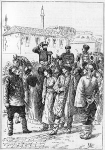 Alexander von Battenberg - Alexander I. von Bulgarien oder Alexander von Battenberg (1857-1893) kommt in Philippopoli an, um die Vereinigung von Rumänien und Bulgarien zu verkünden, In „Die illustre Welt“
