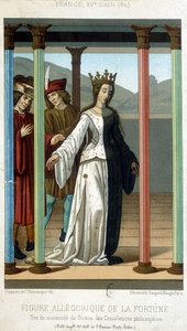 Allegorische Figur des Glücks - aus dem Manuskript von Boethius „Philosophische Trostschriften“, Ende 15. Jahrhundert