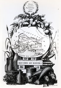 Allegorische Karte des Departements Bouches-du-Rhône, ca. 1830 von French School