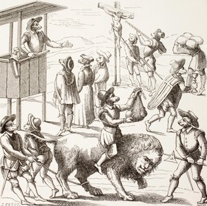 Allegorisches Bild der Exzesse, die den Hugenotten zugeschrieben werden, aus 