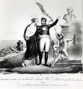 Allegorisches Porträt von General Simon Bolivar (1783-1830) ca. 1840 von French School