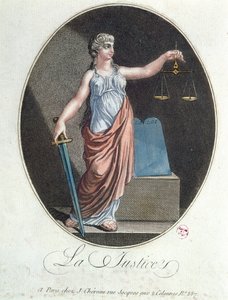 Allegorie der Gerechtigkeit, veröffentlicht von J. Chereau, Paris, 1792