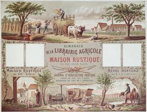 Almanach, der traditionelle und moderne Methoden der Landwirtschaft illustriert, ca. 1870-80 von French School