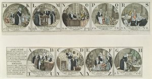 Alphabet-Fibel, Darstellung der Arbeit der Barmherzigen Schwestern, frühes neunzehntes Jahrhundert von French School