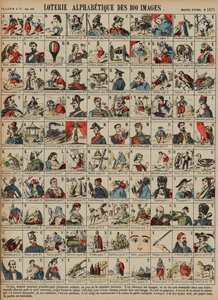 Alphabetische Lotterie von hundert Bildern von French School