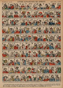 Alphabetische Lotterie von Tieren von French School