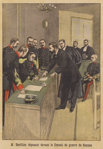 Alphonse Bertillon sagt vor dem zweiten Kriegsgericht von Alfred Dreyfus in Rennes aus