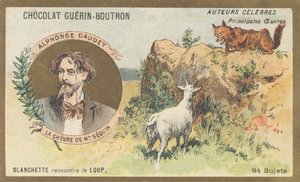 Alphonse Daudet (1840-1897), französischer Schriftsteller und Dramatiker, Autor von „La chèvre de Monsieur Seguin“, eine der Kurzgeschichten aus „Lettres de mon moulin“ von French School