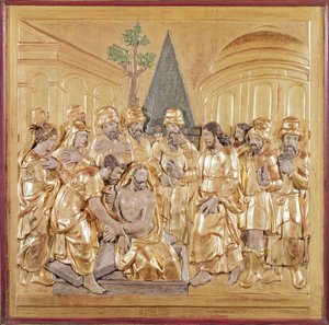 Altarbild, das die Auferstehung des Lazarus darstellt von French School