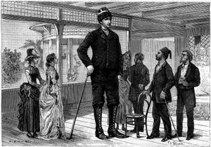 Amanab (oder Auvassab, mit richtigem Namen Amenates Tingitsoglu 1868-1887), ein griechischer Riese, der 2,36 Meter misst und durch die europäischen Hauptstädte reist, inspirierte einen Riesen in der Geschichte „Der Wille eines Exzentrikers“ von Jules Verne von French School