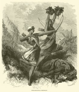 Amazone-Bogenschützen im Kampf (Gravur) von French School