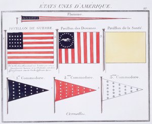 Amerikanische Seeflaggen und Wimpel, aus einem französischen Flaggenbuch, ca. 1819 von French School