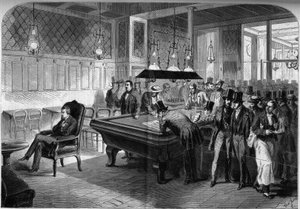 Der amerikanische Schachspieler Paul Morphy (1837-1884) spielt blind acht Schachpartien im Café de la Régence in Paris von French School