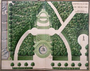 Amphitheater des Merkur, aus Gardens of Marly, frühes 18. Jahrhundert von French School