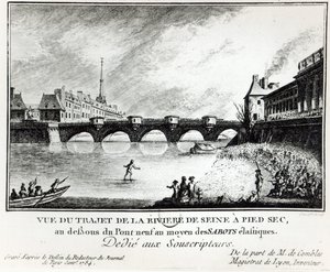Ein Versuch, die Seine zu überqueren, 1784 von French School