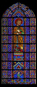 Eine unbekannte Figur mit dem Stifter - ein Mauclerc darunter von French School
