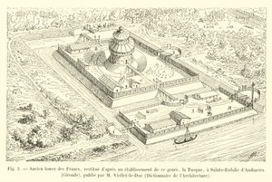 Altes Lager der Franken, rekonstruiert nach einer Einrichtung dieser Art, La Tusque, in Sainte-Eulalie d