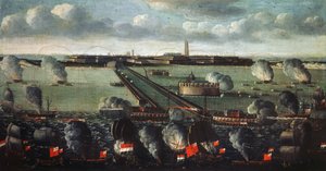 Anglo-niederländische Flotte bombardiert Dünkirchen im Jahr 1695