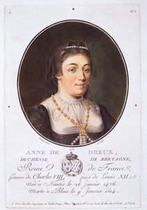 Anne de Dreux, Herzogin der Bretagne, aus Portraits des grands hommes, femmes illustres, et sujets memorables de France, veröffentlicht 1787-92 von French School