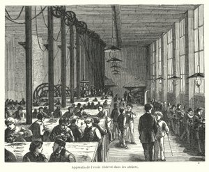 Lehrlinge in den Werkstätten der Ecole Diderot in Paris, Frankreich von French School