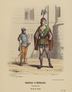 Armbrustschütze und Hellebardier, Burgunder, Ende des 15. Jahrhunderts von French School