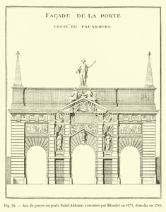 Steinbogen oder Tor Saint-Antoine, umgebaut von Blondel 1672, abgerissen 1788 von French School