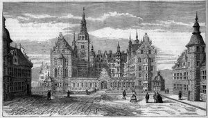Architektur: Außenansicht des Schlosses Frederiksborg (um 1625) in Dänemark von French School
