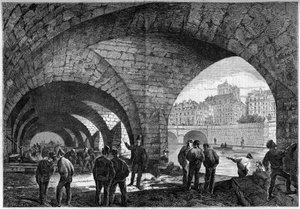 Architektur: Blick auf das unterirdische Gewölbe des Quai de Gesvres in Paris von French School